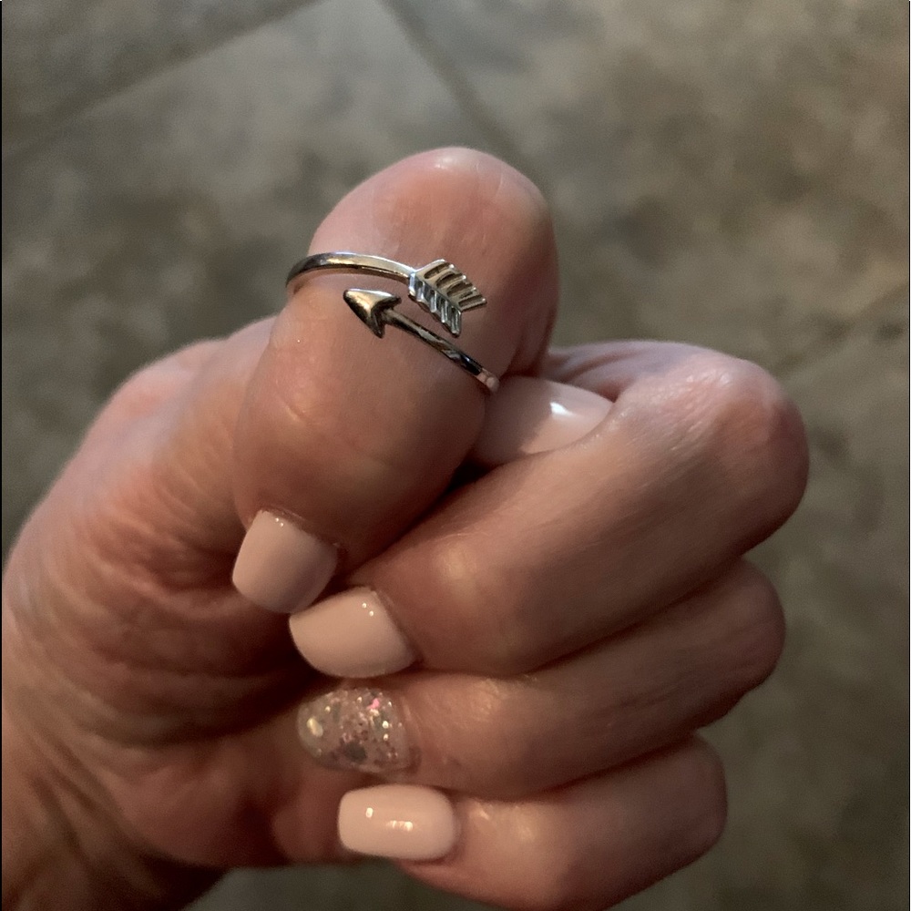 Adjustable sterling silver arrow ring